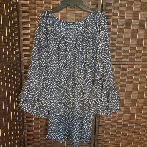 Chaps Tops - Chaps Navy Blue Floral Peasant Blouse